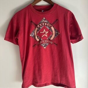 Vintage Houston Astros SIGNED Red T-Shirt Sports Baseball Athletic Medium